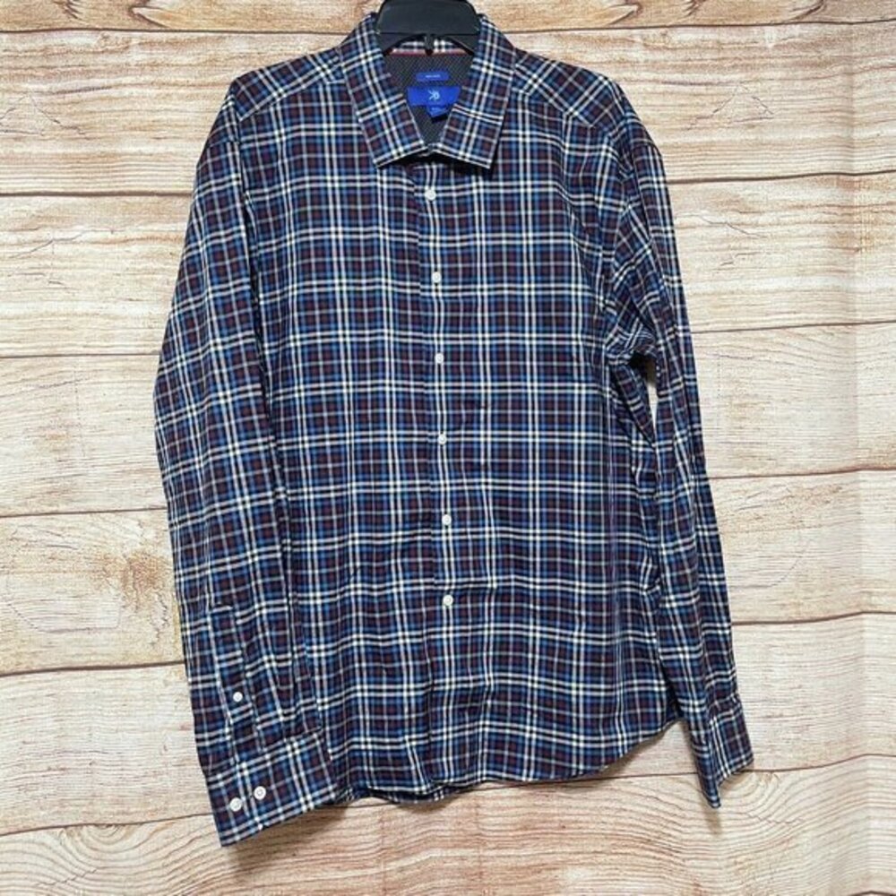1 Egara Madras Plaid Button Down‎ Long Sleeve Profilo Tessile Sz XXL 100% Cotton